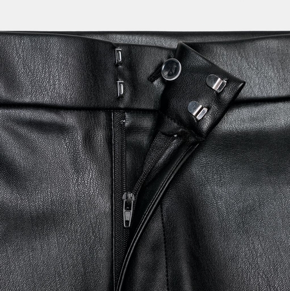 ZARA FAUX LEATHER FLARE TROUSERS - Picture 12 of 12